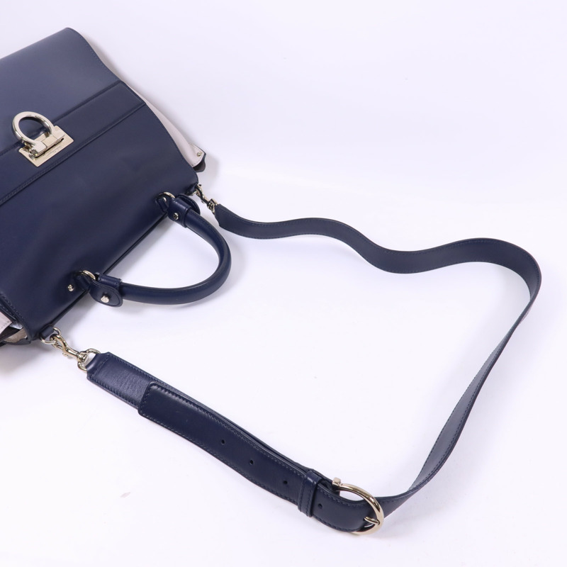 Salvatore Ferragamo 牛皮皮革2 Way Shoulder Bag銀扣手挽肩背兩用袋-4