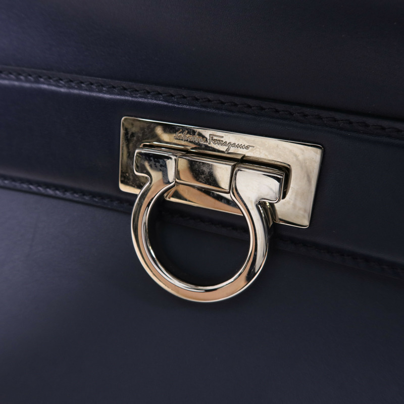 Salvatore Ferragamo 牛皮皮革2 Way Shoulder Bag銀扣手挽肩背兩用袋-10