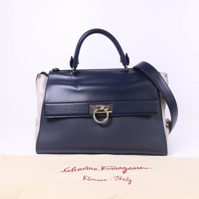 Salvatore Ferragamo 牛皮皮革2 Way Shoulder Bag銀扣手挽肩背兩用袋-23