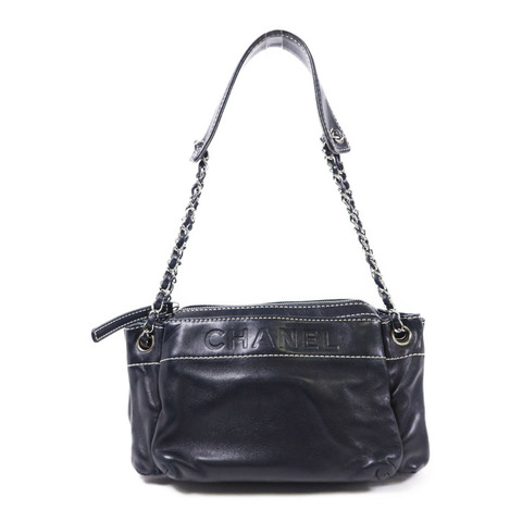 CHANEL 羊皮皮革Chain Shoulder Bag銀扣鏈帶肩背袋