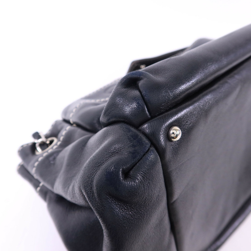 CHANEL 羊皮皮革Chain Shoulder Bag銀扣鏈帶肩背袋-11