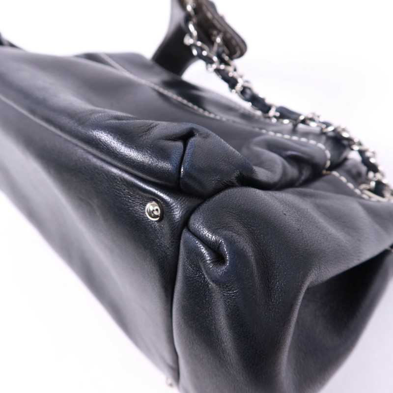 CHANEL 羊皮皮革Chain Shoulder Bag銀扣鏈帶肩背袋-12