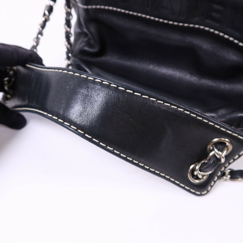 CHANEL 羊皮皮革Chain Shoulder Bag銀扣鏈帶肩背袋-16