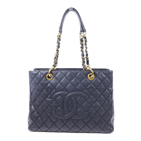 CHANEL 牛皮皮革GST Grand Shopping Tote Bag金扣鏈帶肩背袋