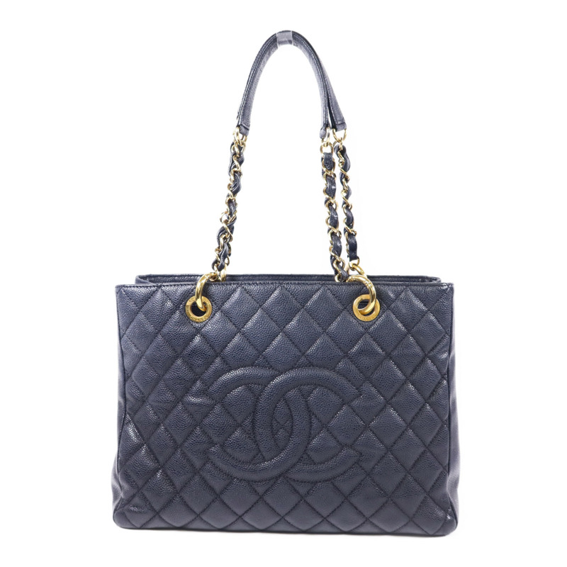 CHANEL 牛皮皮革GST Grand Shopping Tote Bag金扣鏈帶肩背袋-0