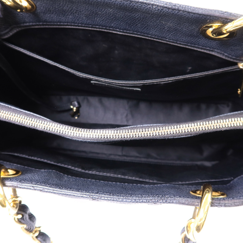 CHANEL 牛皮皮革GST Grand Shopping Tote Bag金扣鏈帶肩背袋-5