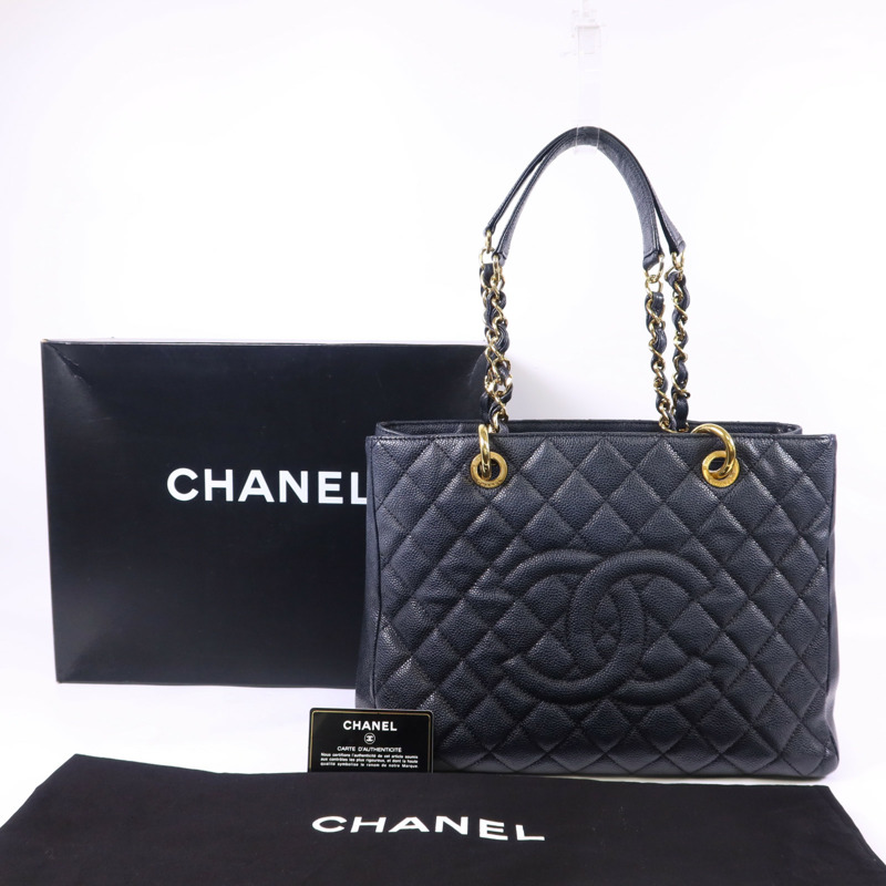 CHANEL 牛皮皮革GST Grand Shopping Tote Bag金扣鏈帶肩背袋-23