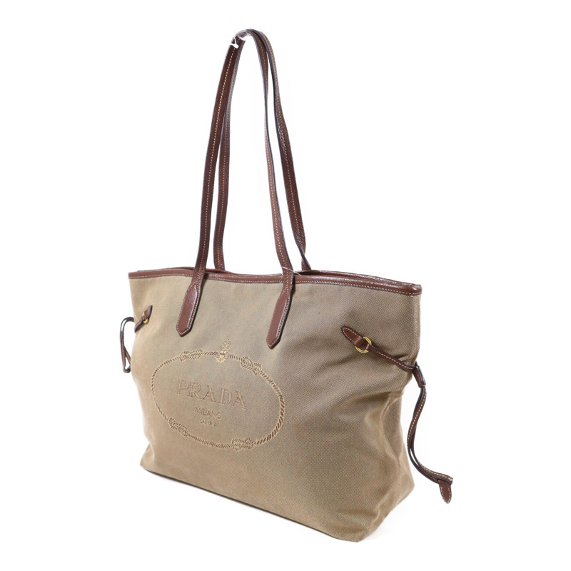PRADA 帆布Tote Bag金扣手挽袋-2