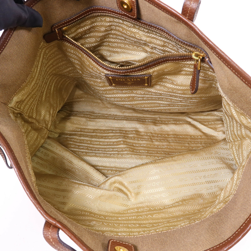 PRADA 帆布Tote Bag金扣手挽袋-5