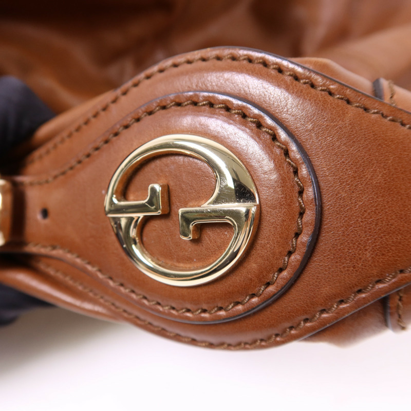 GUCCI 牛皮皮革Shoulder Bag金扣肩背袋-9