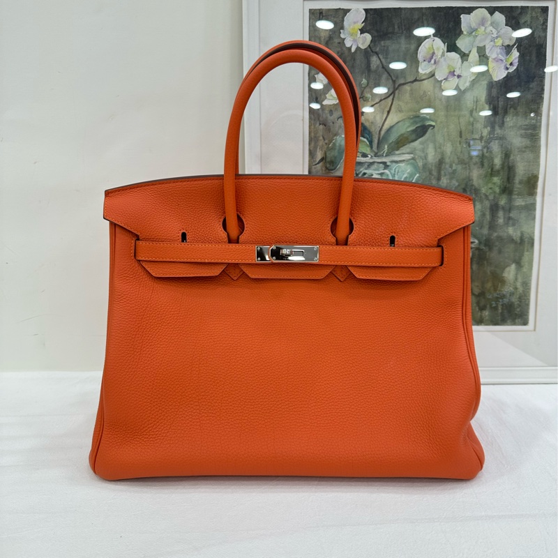 Hermes 愛馬仕Birkin 35，愛馬仕橙色，銀扣，T刻 有購證-1