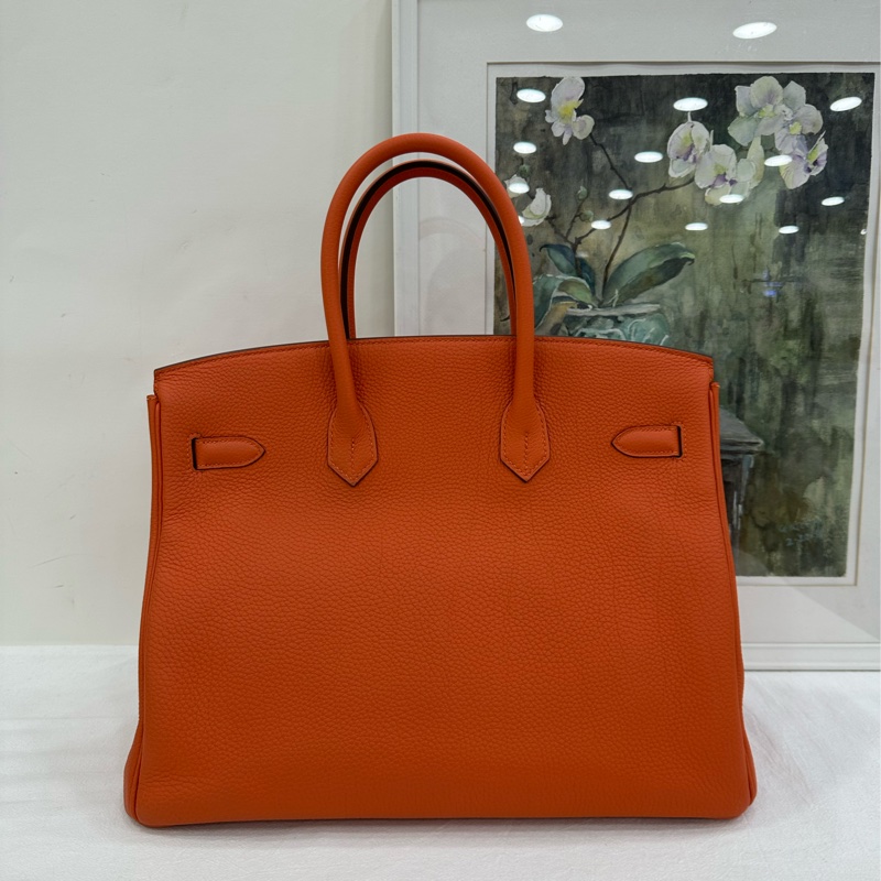 Hermes 愛馬仕Birkin 35，愛馬仕橙色，銀扣，T刻 有購證-2