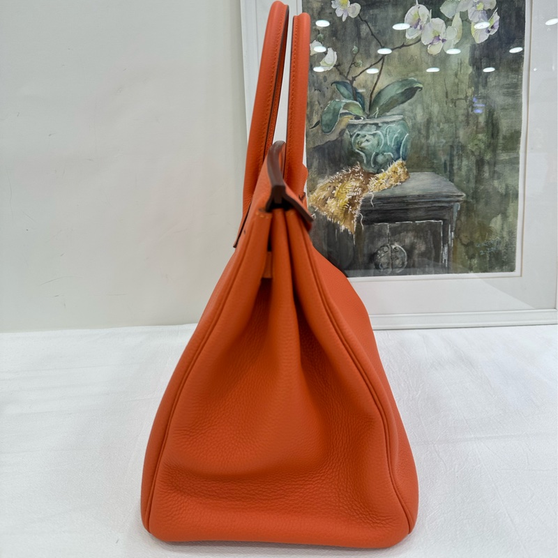 Hermes 愛馬仕Birkin 35，愛馬仕橙色，銀扣，T刻 有購證-4