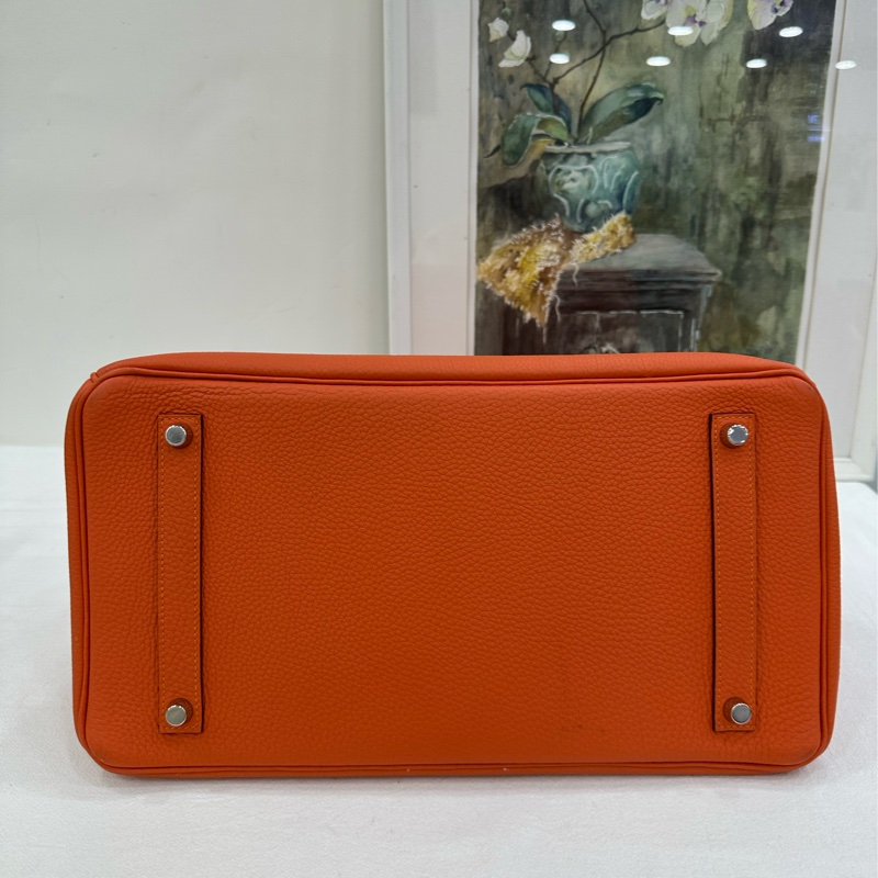 Hermes 愛馬仕Birkin 35，愛馬仕橙色，銀扣，T刻 有購證-5