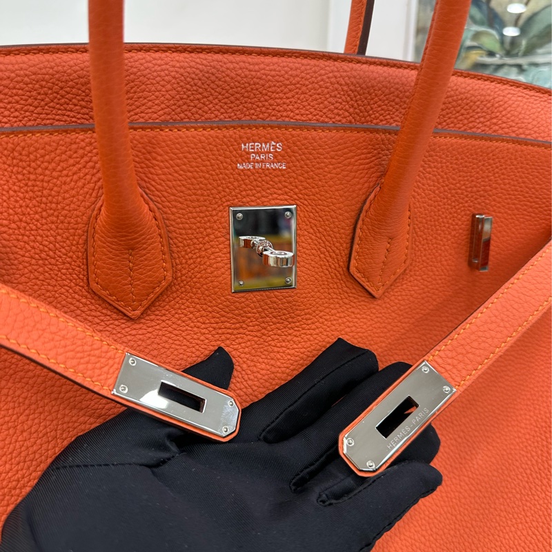 Hermes 愛馬仕Birkin 35，愛馬仕橙色，銀扣，T刻 有購證-6