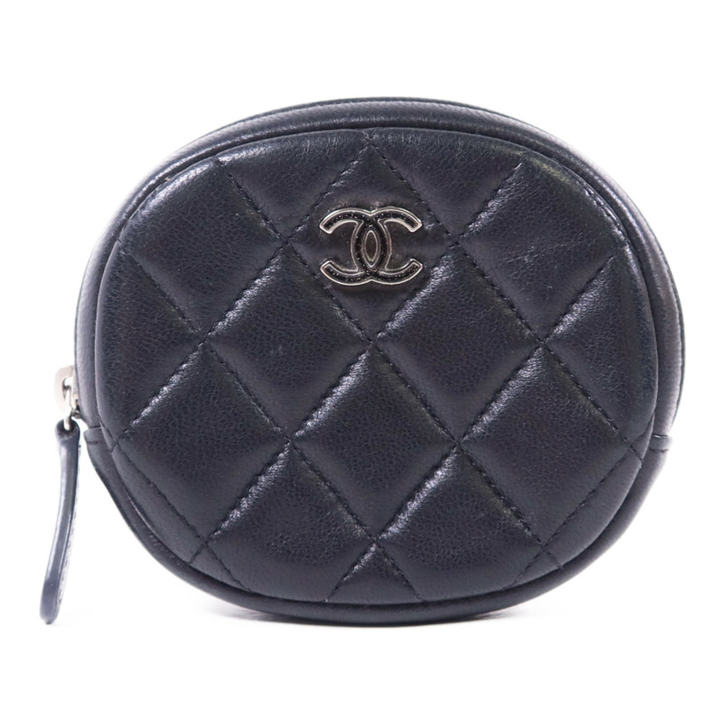 CHANEL 羊皮皮革Coin Case銀扣零錢包-0