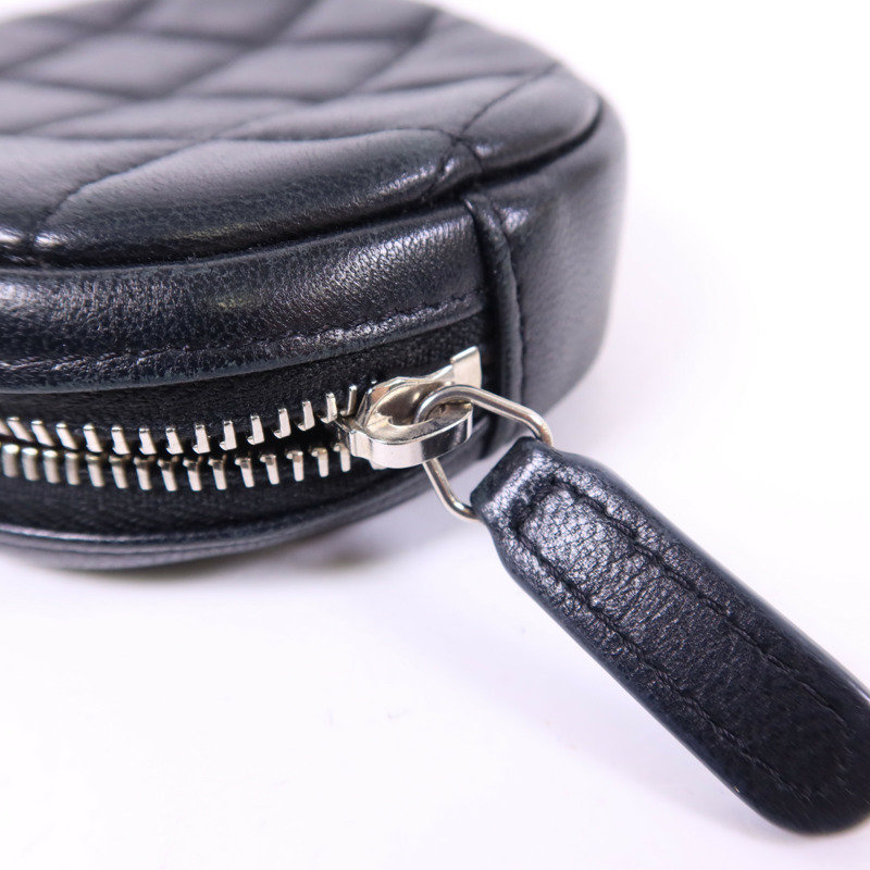 CHANEL 羊皮皮革Coin Case銀扣零錢包-8