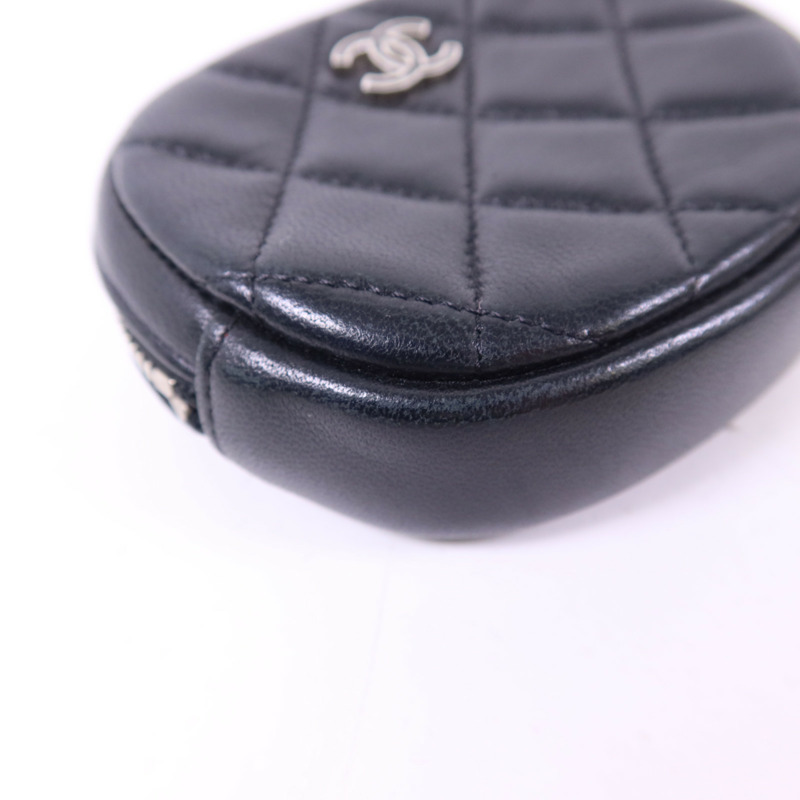 CHANEL 羊皮皮革Coin Case銀扣零錢包-10