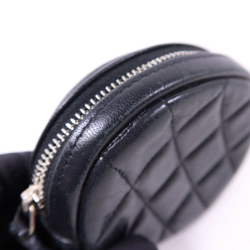 CHANEL 羊皮皮革Coin Case銀扣零錢包-14