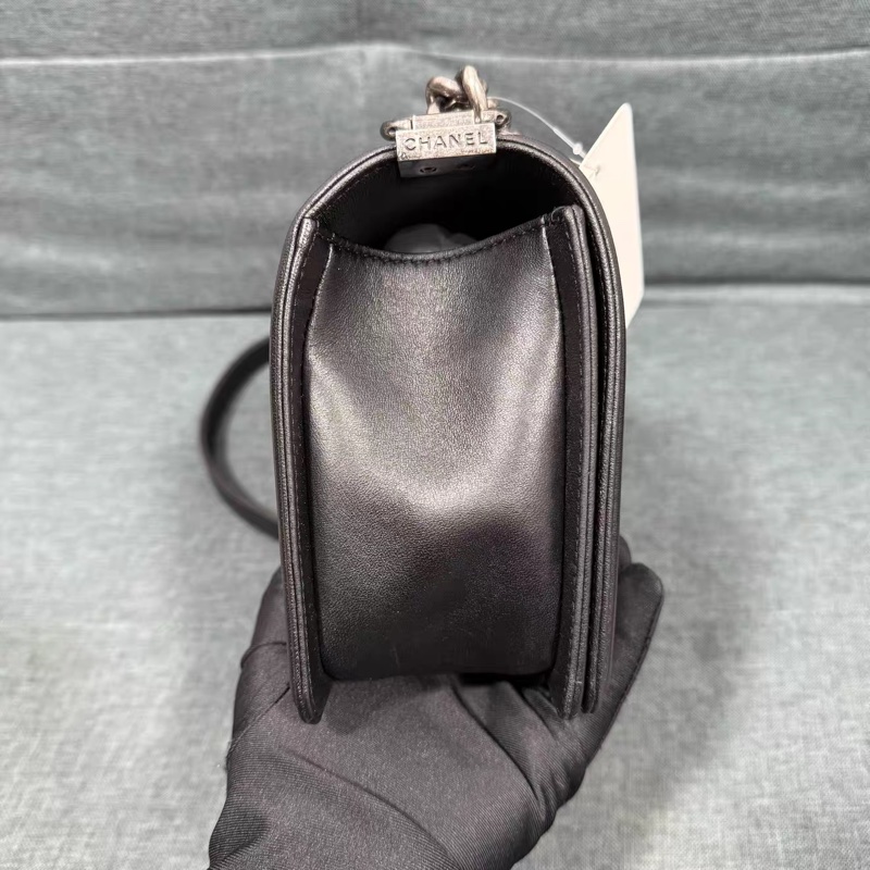 Chanel Leboy25黑銀牛皮鏈條斜挎包 #全配🈶購證 #99新閒置-6