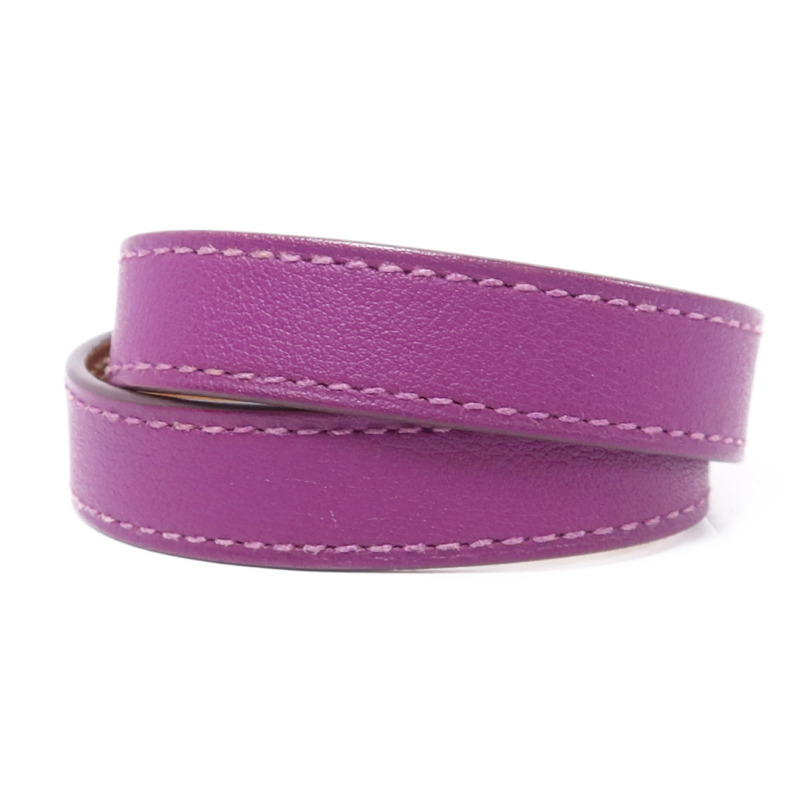 HERMES Swift皮革Kelly Double Tour銀扣手鐲Tosca Hermes#XS-1