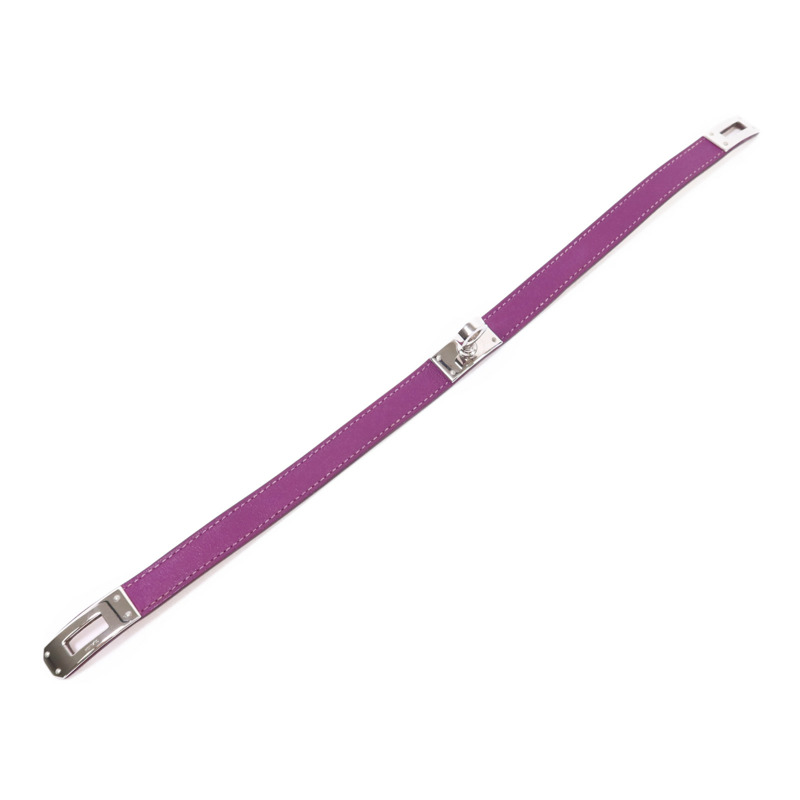 HERMES Swift皮革Kelly Double Tour銀扣手鐲Tosca Hermes#XS-5