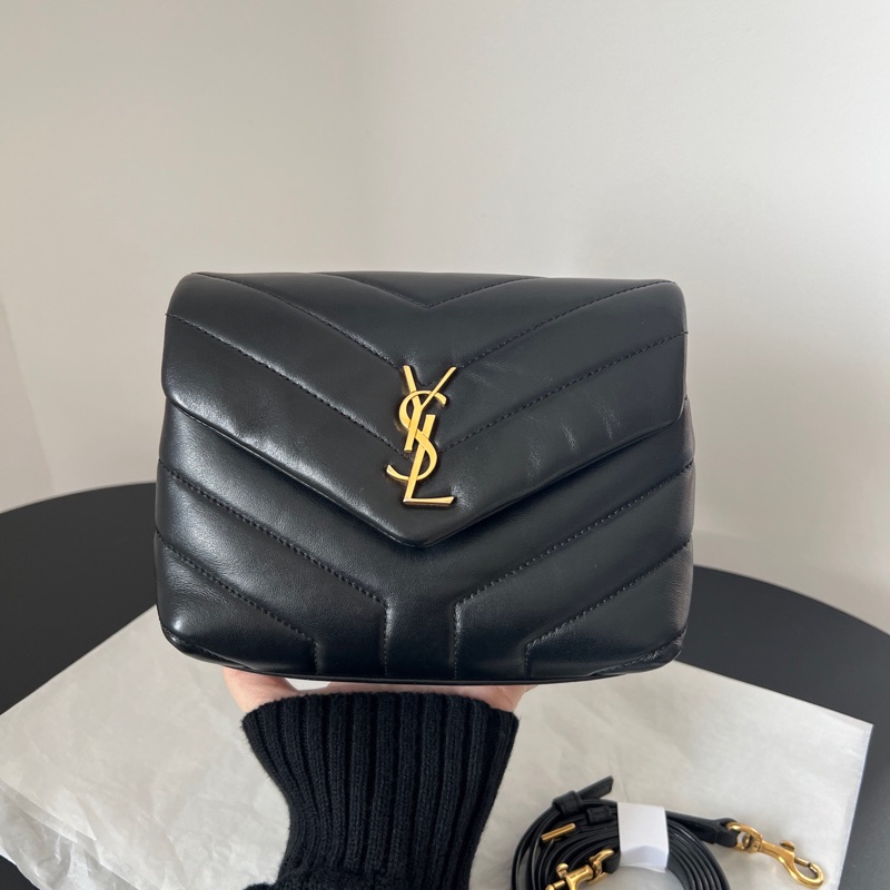 YSL 聖羅蘭Loulou toy 黑金 方胖子-0
