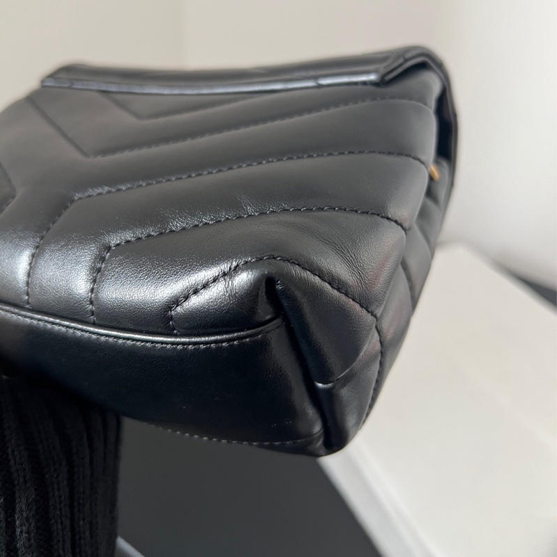 YSL 聖羅蘭Loulou toy 黑金 方胖子-10