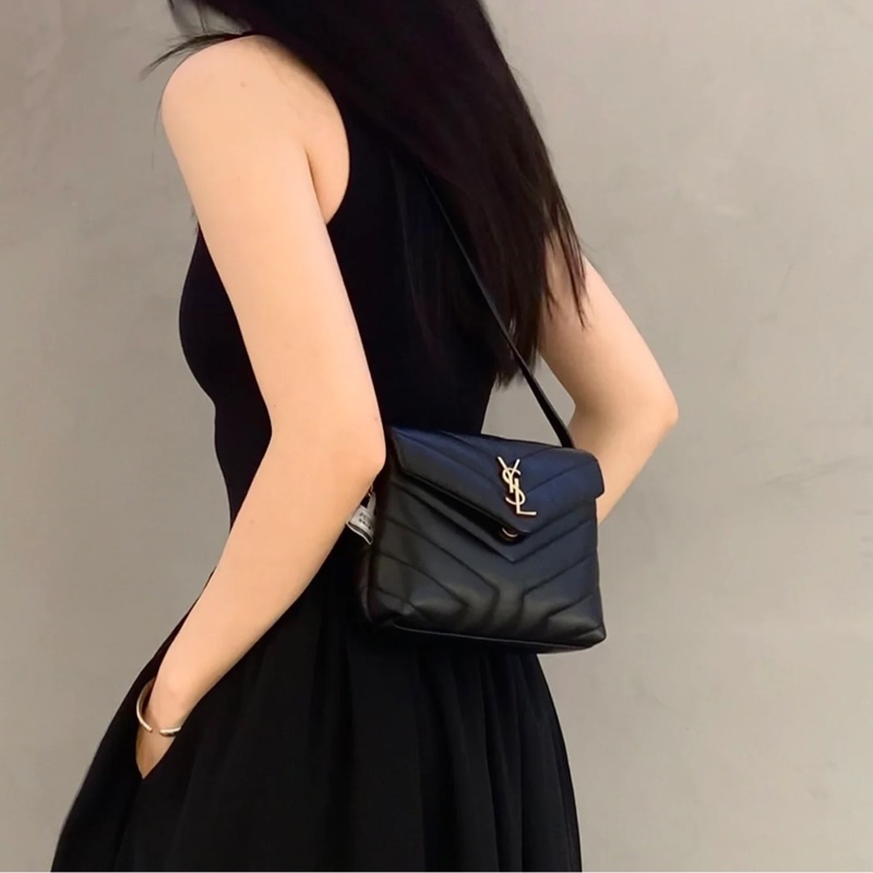 YSL 聖羅蘭Loulou toy 黑金 方胖子-15