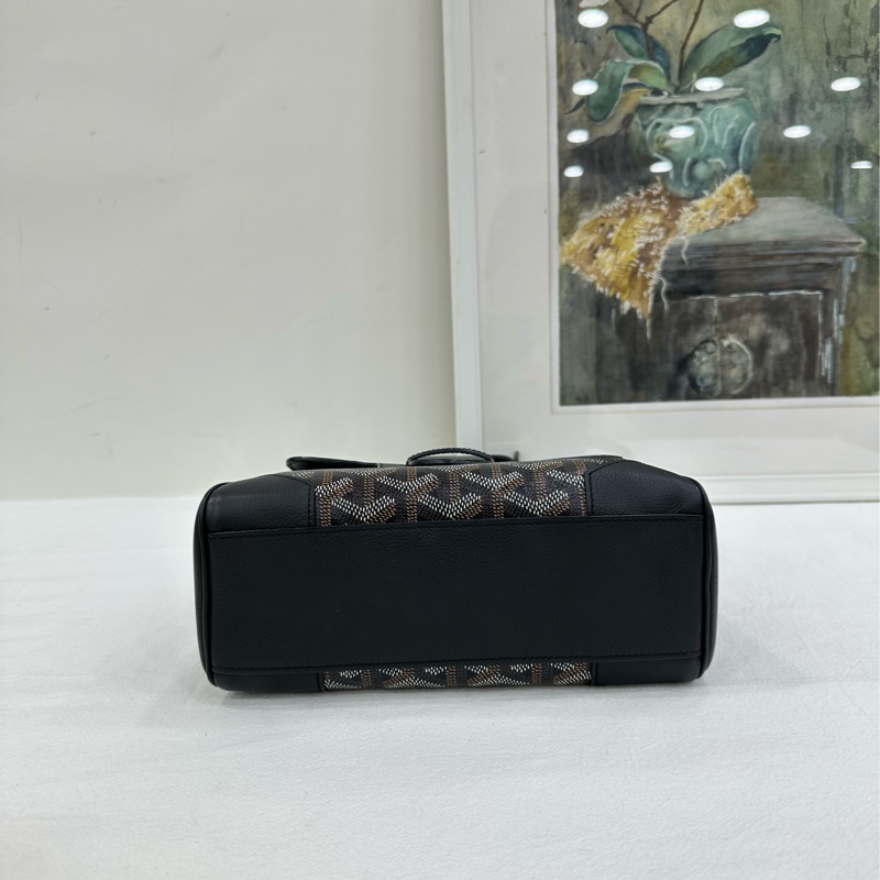 GOYARD戈雅木質手柄西貢mini黑色手提單肩斜背包-6