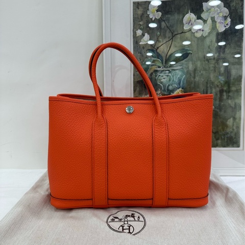 Hermes花園包30 Garden party 黃金尺寸 2R芍藥粉 包身硬挺，99新 T刻