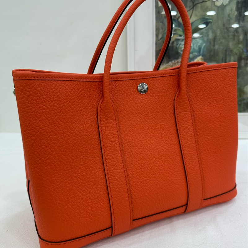 Hermes花園包30 Garden party 黃金尺寸 2R芍藥粉 包身硬挺,99新 T刻-6