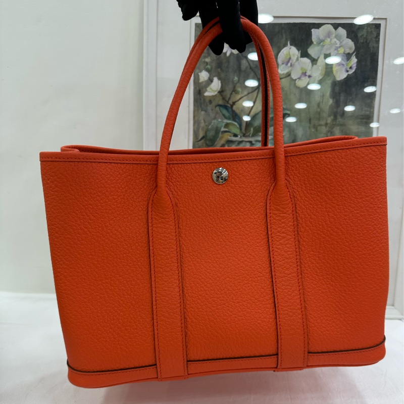 Hermes花園包30 Garden party 黃金尺寸 2R芍藥粉 包身硬挺,99新 T刻-7