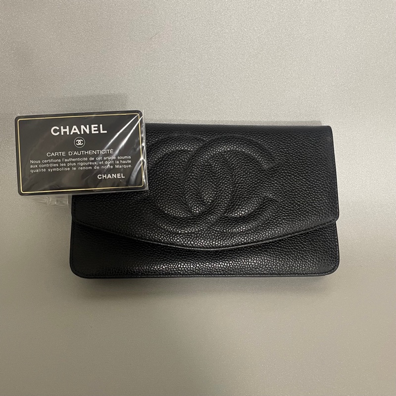 Chanel 荔枝皮大logo長夾-0