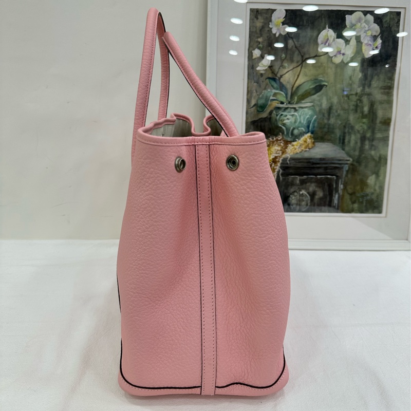 Hermes愛馬仕 櫻花粉銀扣花園36 garden party36 T刻 有購證-3