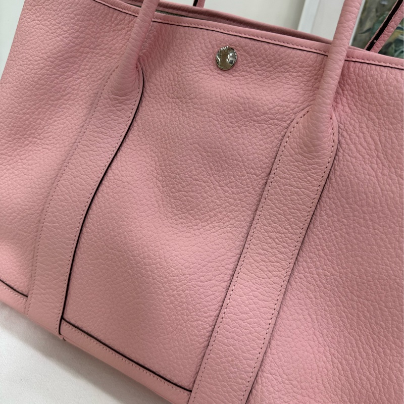 Hermes愛馬仕 櫻花粉銀扣花園36 garden party36 T刻 有購證-8