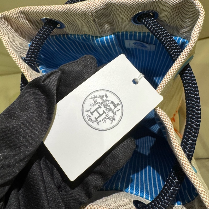 Hermes 愛馬仕 海洋系列帆布肩背包/全新閒置美品-4