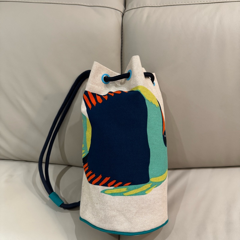 Hermes 愛馬仕 海洋系列帆布肩背包/全新閒置美品-6