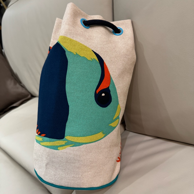 Hermes 愛馬仕 海洋系列帆布肩背包/全新閒置美品-7