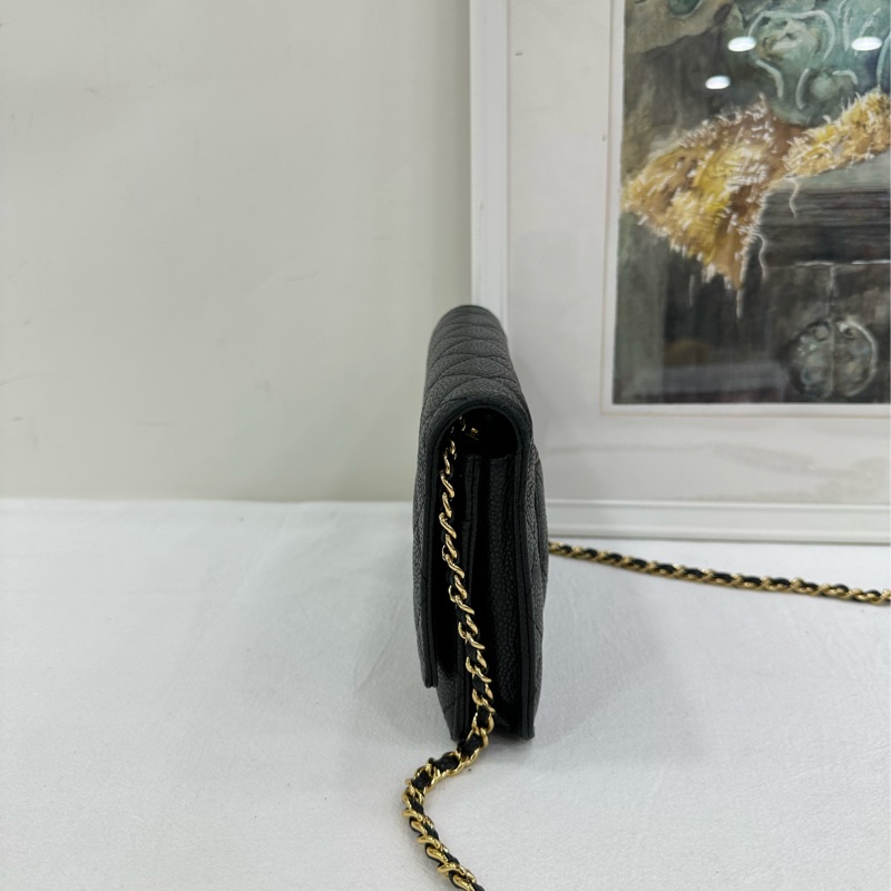 Chanel香奈兒黑金荔枝牛皮woc 21開-2