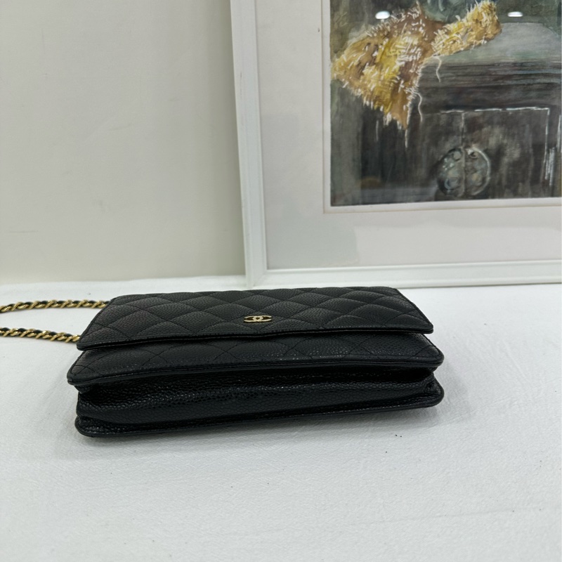 Chanel香奈兒黑金荔枝牛皮woc 21開-6