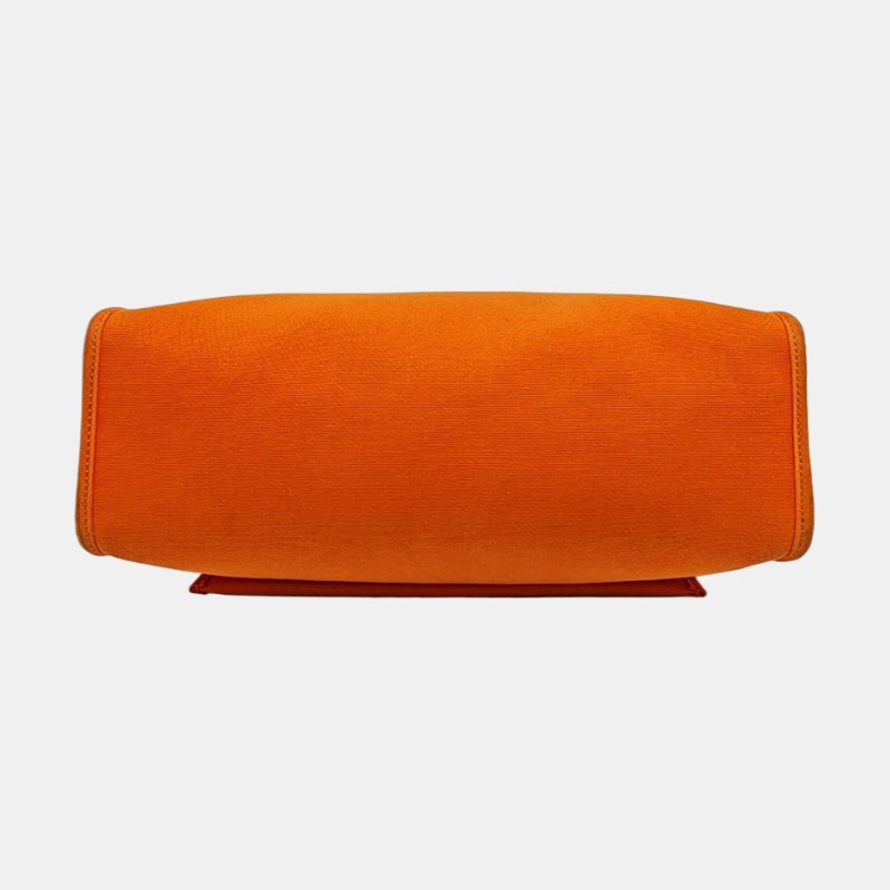HERMÈS Herbag 31 愛馬仕橙帆布單肩包手提包 銀色五金-5