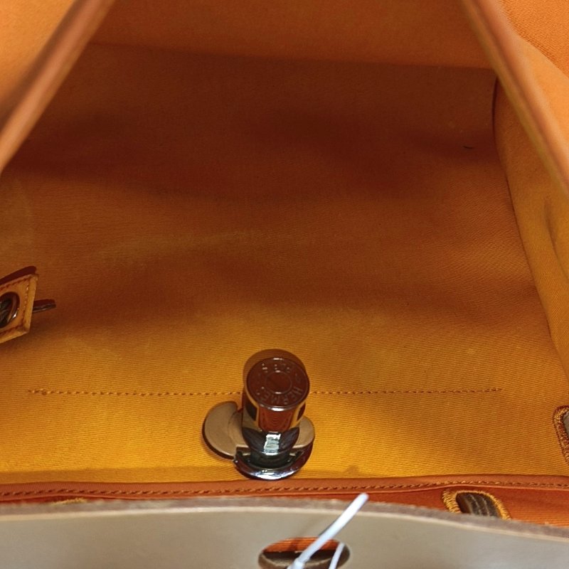 HERMÈS Herbag 31 愛馬仕橙帆布單肩包手提包 銀色五金-6