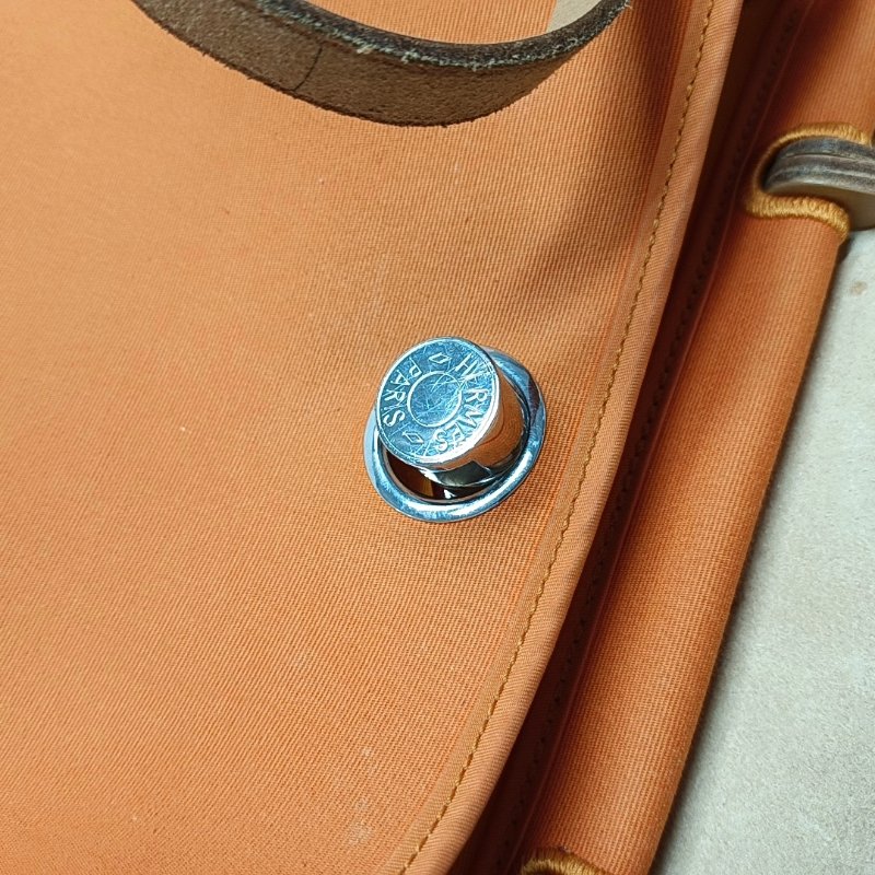 HERMÈS Herbag 31 愛馬仕橙帆布單肩包手提包 銀色五金-9