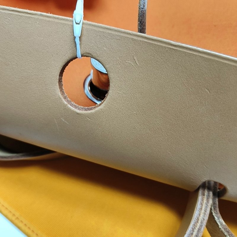 HERMÈS Herbag 31 愛馬仕橙帆布單肩包手提包 銀色五金-11