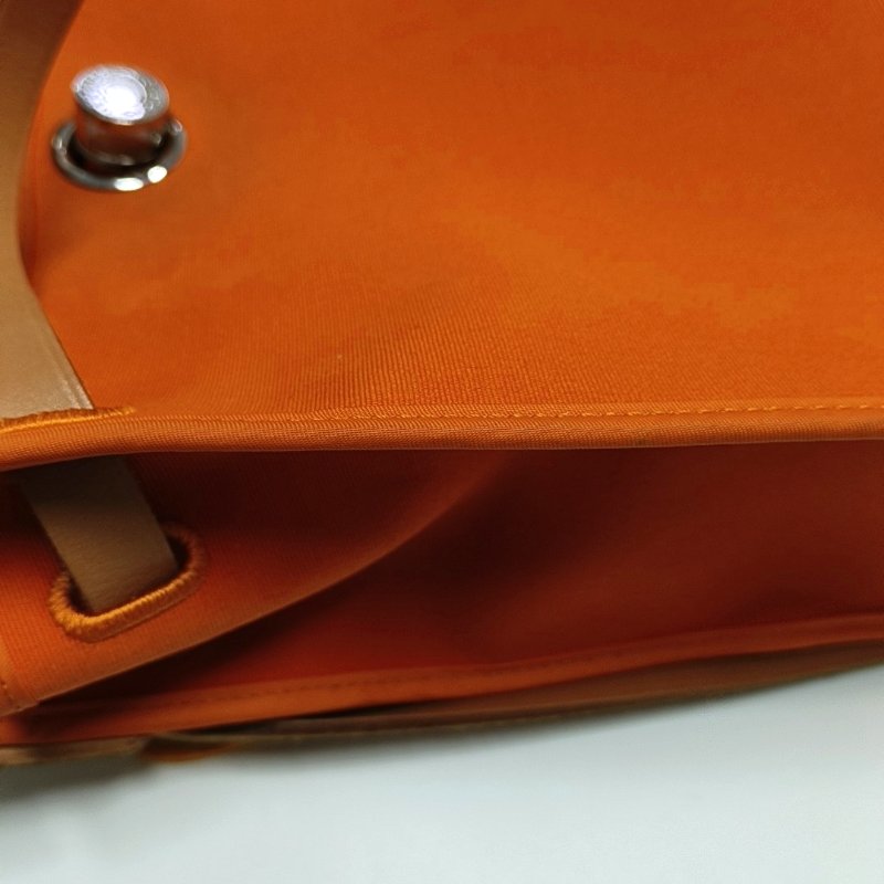 HERMÈS Herbag 31 愛馬仕橙帆布單肩包手提包 銀色五金-13
