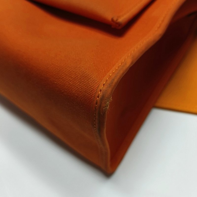 HERMÈS Herbag 31 愛馬仕橙帆布單肩包手提包 銀色五金-17