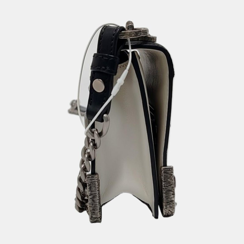 PRADA Cahier 白色牛皮鑲嵌斜挎包單肩包 銀色五金-2