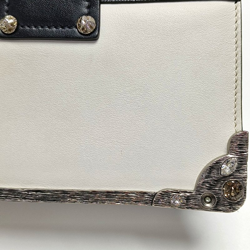 PRADA Cahier 白色牛皮鑲嵌斜挎包單肩包 銀色五金-10