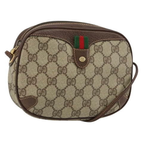 GUCCI GG Supreme Web Sherry Line 手提包 PVC 米色 紅色 156 02 066 正品 150544
